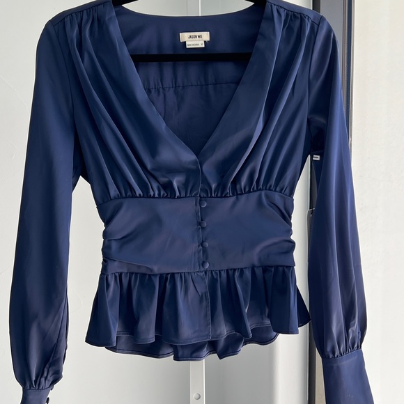 Jason Wu Satin Blouse - Navy - Sizes Small and XS - Picture 3 of 12